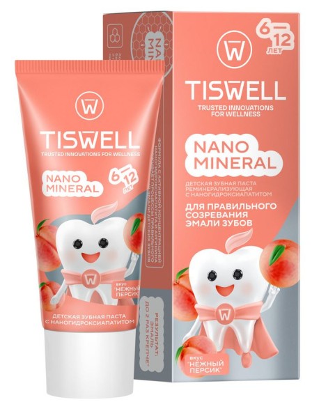 Изображение товара Зубная паста детская Tiswell со вкусом нежного персика Nano Mineral 60г Зубная паста детская Tiswell со вкусом нежного персика Nano Mineral 60г фотография