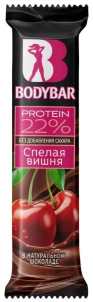Батончик BODYBAR протеиновый 22% «Спелая вишня» в горьком шоколаде, 50 гр фотография
